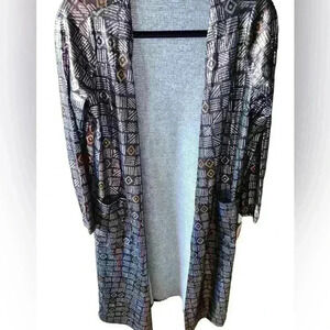 Lularoe S Elegant‎ Sarah duster cardigan . Shiny finish. Purple , silver,copper
